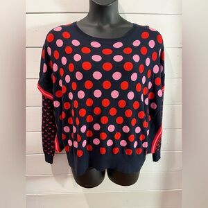 ❣️❤️ OUI Polka Dot and Heart Knit Sweater – Size XL (estimated)